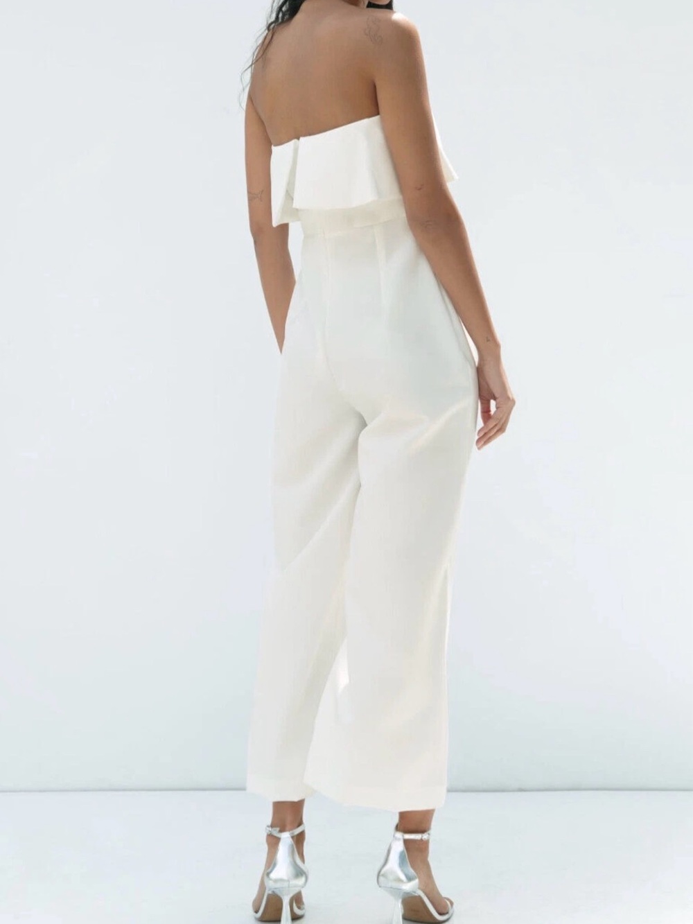 Zara Strapless Wide-Leg Jumpsuit in Off White - Picture 2 of 8